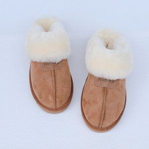 Noblag Khaki Sheepskin Slippers 100% Wool Fur Men's And Women's Slippers